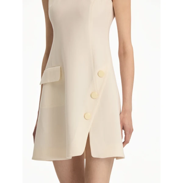 Oscar de la Renta Button-Detailed Wool-Blend Dress, view 5