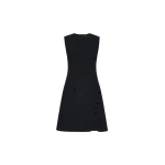 Oscar de la Renta Button-Detailed Wool-Blend Dress in Navy