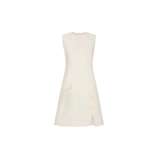 Button-Detailed Wool-Blend Dress