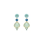 Oscar de la Renta Cabochon Drop Crystal Earrings in Blue