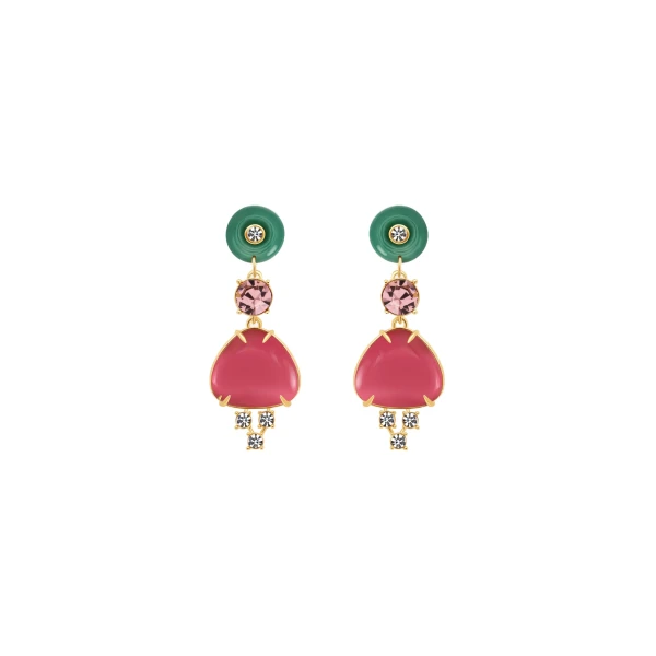 Cabochon Drop Crystal Earrings