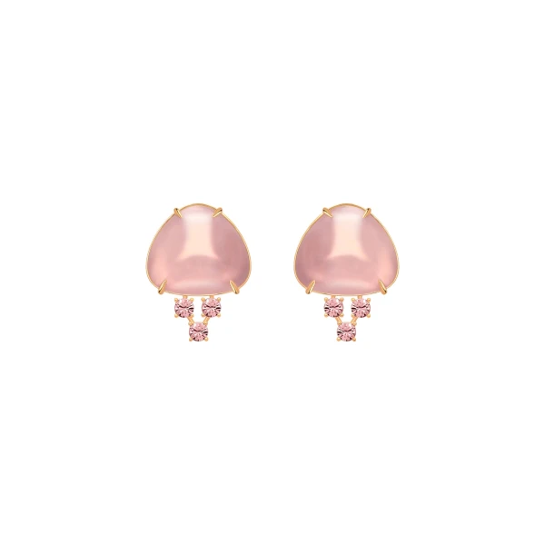 Cabochon Stud Crystal Earrings