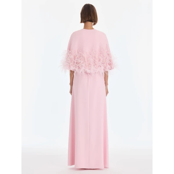 Oscar de la Renta Cape Mixed Beaded Embroidered Caftan, view 4