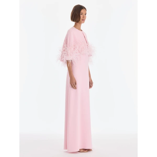 Oscar de la Renta Cape Mixed Beaded Embroidered Caftan, view 5