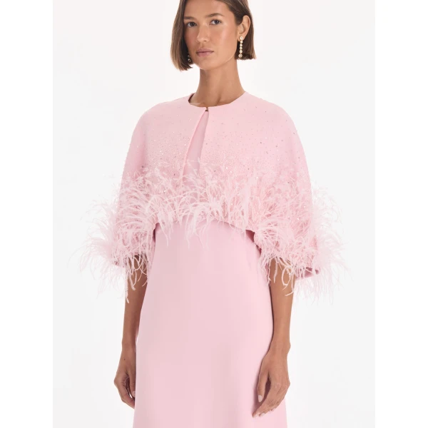 Oscar de la Renta Cape Mixed Beaded Embroidered Caftan, view 6