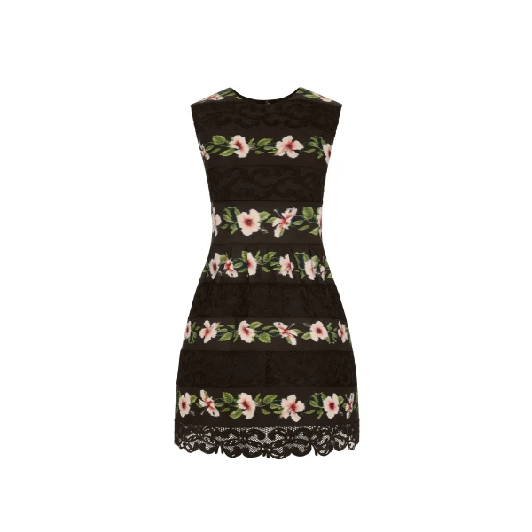 Chiné Hibiscus Striped Faille Dress