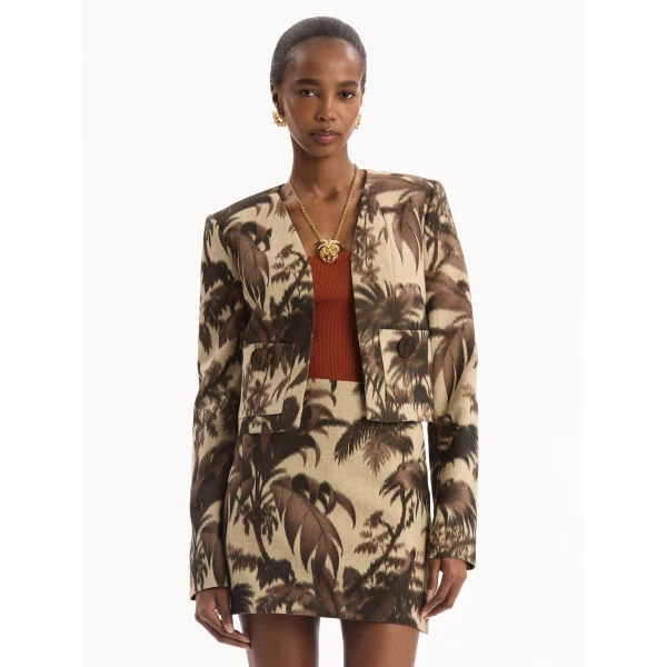 Oscar de la Renta Chiné Palm Leaves Jacket, view 2