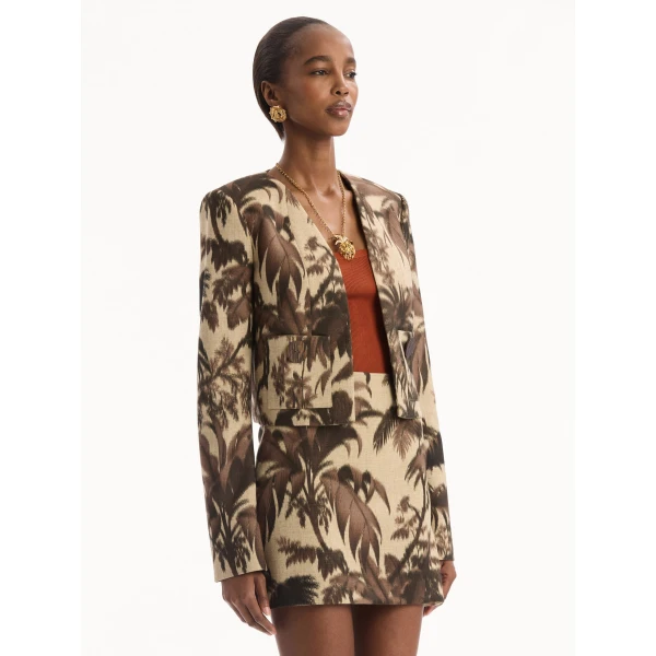 Oscar de la Renta Chiné Palm Leaves Jacket, view 4
