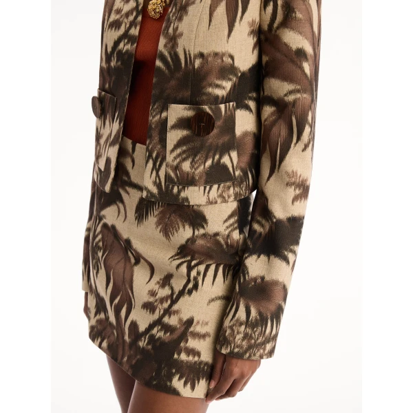 Oscar de la Renta Chiné Palm Leaves Jacket, view 5