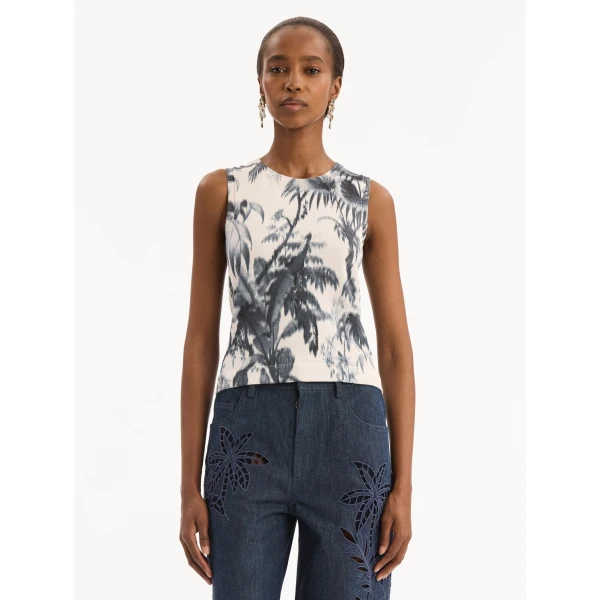 Oscar de la Renta Chiné Palm Leaves Tank, view 2