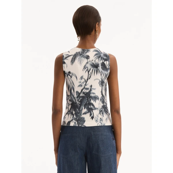 Oscar de la Renta Chiné Palm Leaves Tank, view 3