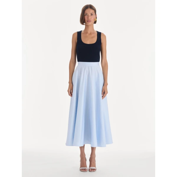 Oscar de la Renta Cotton Poplin Sateen Circle Skirt