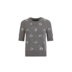 Oscar de la Renta Crystal Embroidered Pullover