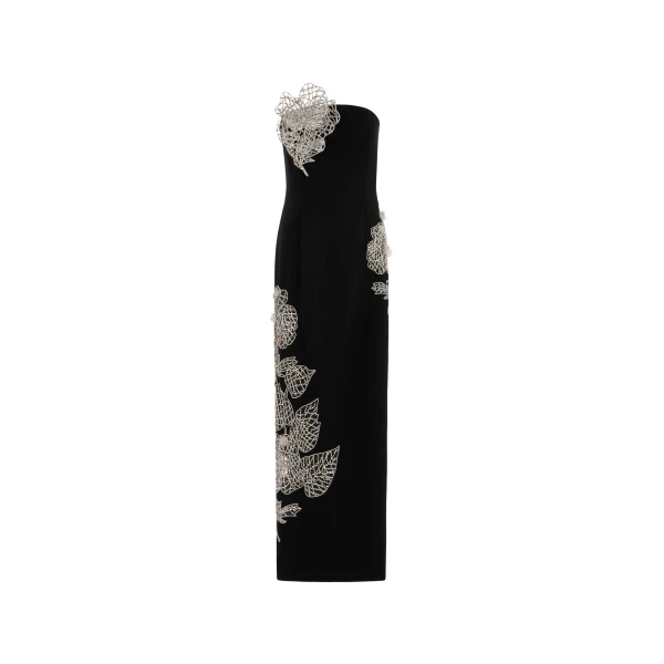 Crystal Leaves Embroidered Cocktail Dress