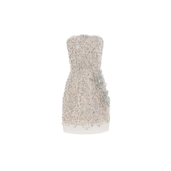 Crystal Leaves Embroidered Mini Dress