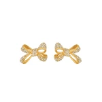 Oscar de la Renta Crystal Pavé Bow Earrings in Gold