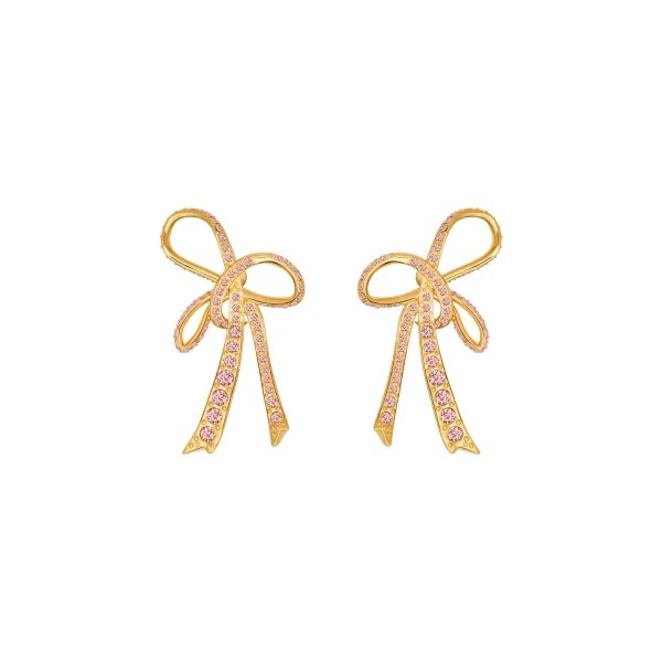 Oscar de la Renta Crystal Pavé Threaded Bow Clip-On Earrings