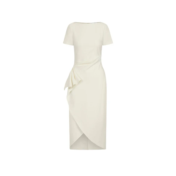 Drape-Detail Wool Dress