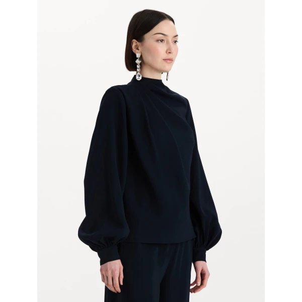 Oscar de la Renta Draped Georgette Blouse, view 5