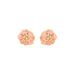 Oscar de la Renta Enamel Carnation Clip-On Earrings