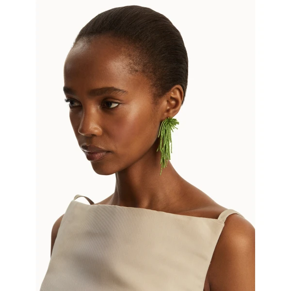 Oscar de la Renta Firework Tassel Earrings in Fern, view 2