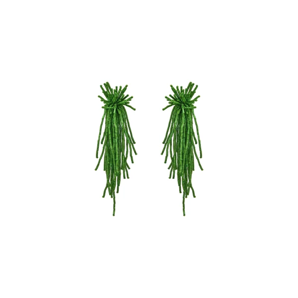 Oscar de la Renta Firework Tassel Earrings in Fern
