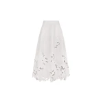 Oscar de la Renta Floral Cutout Cotton Twill Skirt