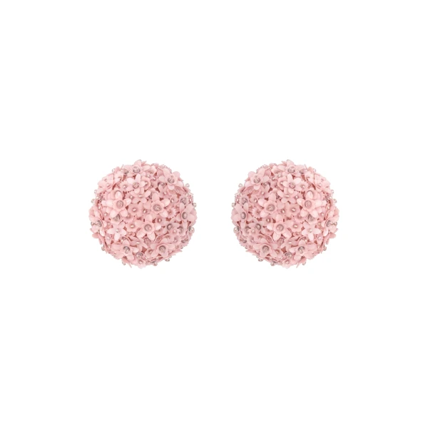 Oscar de la Renta Flower Pompom Large Earrings