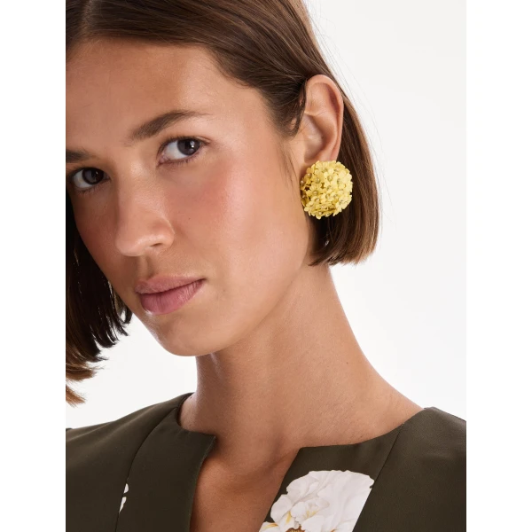 Oscar de la Renta Flower Pompom Small Earrings, view 2