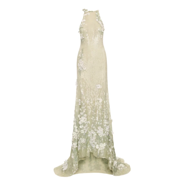 Foxglove Embroidered Sequin Tulle Gown