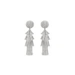 Oscar de la Renta Fringe Tassel Earrings in Silver