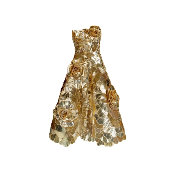 Geometric Sequin Rosette Cocktail Dress