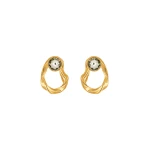Oscar de la Renta Hammered Loop Stone Earrings