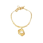 Oscar de la Renta Hammered Pearl Pendant Necklace
