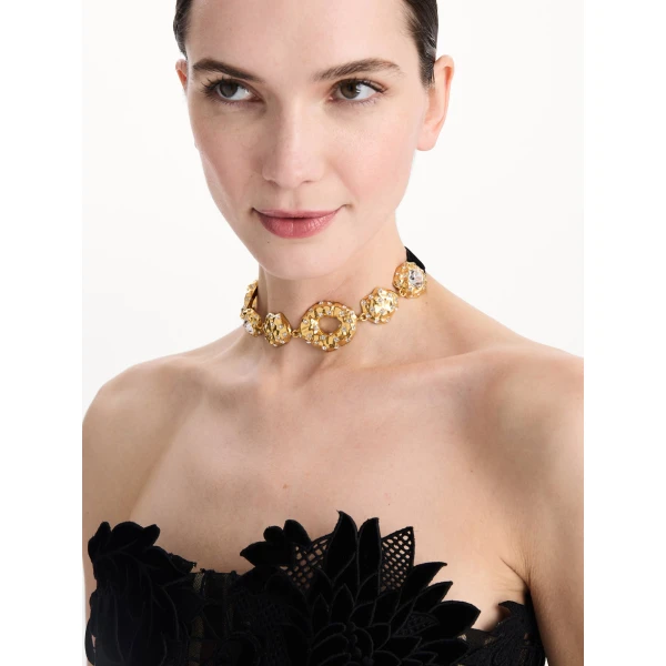 Oscar de la Renta Hammered Stone Velvet Necklace, view 2