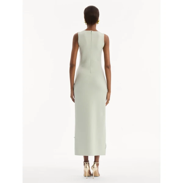 Oscar de la Renta Hibiscus Embroidered Knit Pencil Dress, view 3