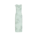 Oscar de la Renta Hibiscus Embroidered Knit Pencil Dress