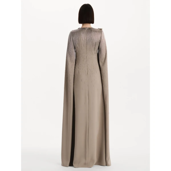 Oscar de la Renta Intarsia Leaves Cutout Embroidered Caftan