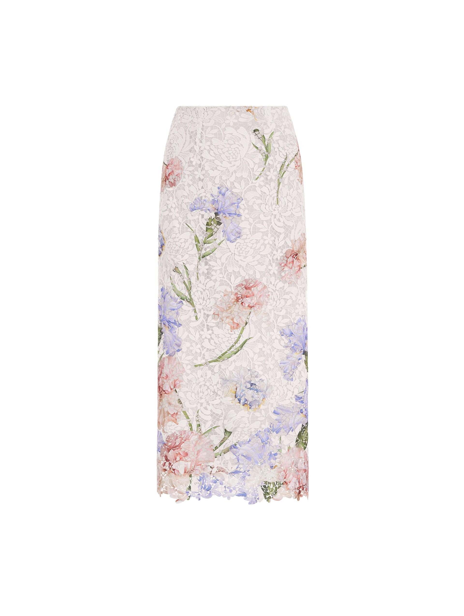 Oscar de la Renta Large Iris Degrade Printed Lace Pencil Skirt | Skirts | Coveti Oscar de la Renta Large Iris Degrade Printed Lace Pencil Skirt