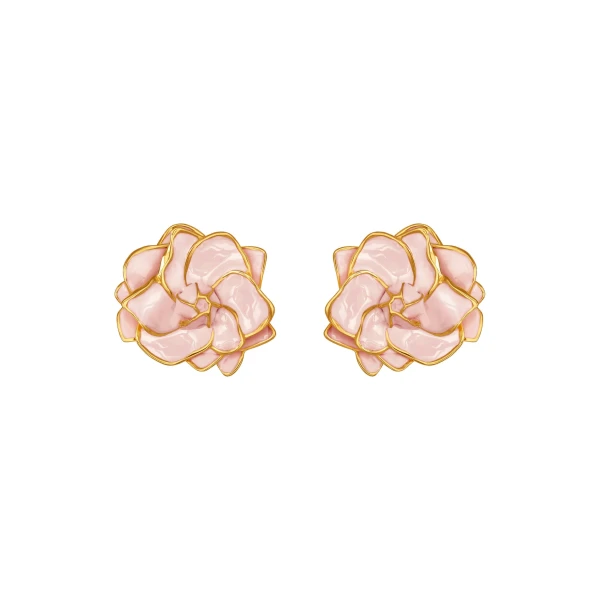 Oscar de la Renta Large Painted Gardenia Earrings