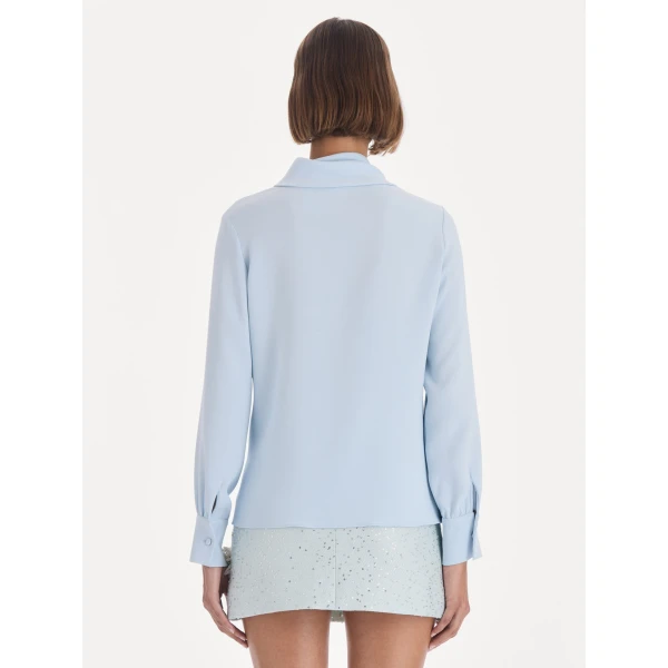 Oscar de la Renta Long Sleeve Neck Tie Detail Georgette Blouse, view 4