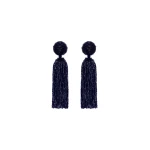 Oscar de la Renta Metallic Beaded Tassel Clip-On Earrings in Blue