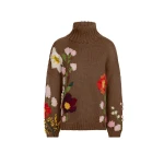 Oscar de la Renta Mixed Botanical Embroidered Oversized Pullover