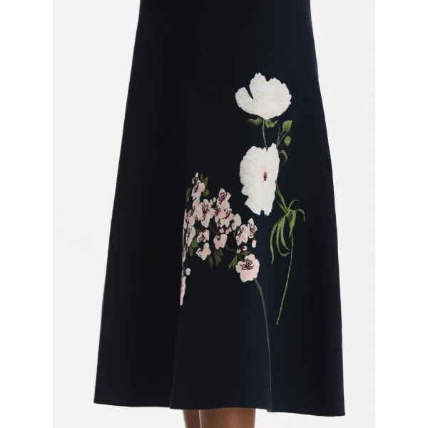 Oscar de la Renta Mixed Botanical Jacquard Dress, view 2