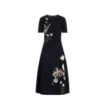 Oscar de la Renta Mixed Botanical Jacquard Dress