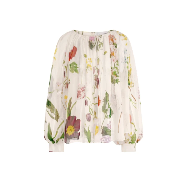 Mixed Botanical Silk Chiffon Blouse