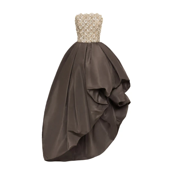 Mother of Pearl Embroidered High-Low Gown