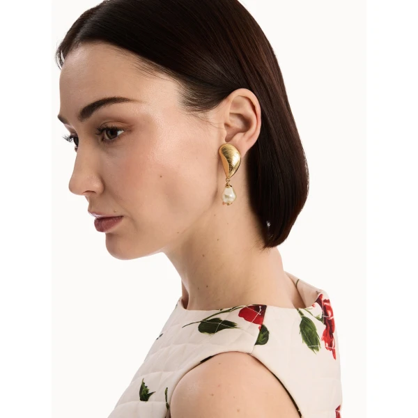 Oscar de la Renta Mussel Pearl Drop Clip-On Earrings, view 2