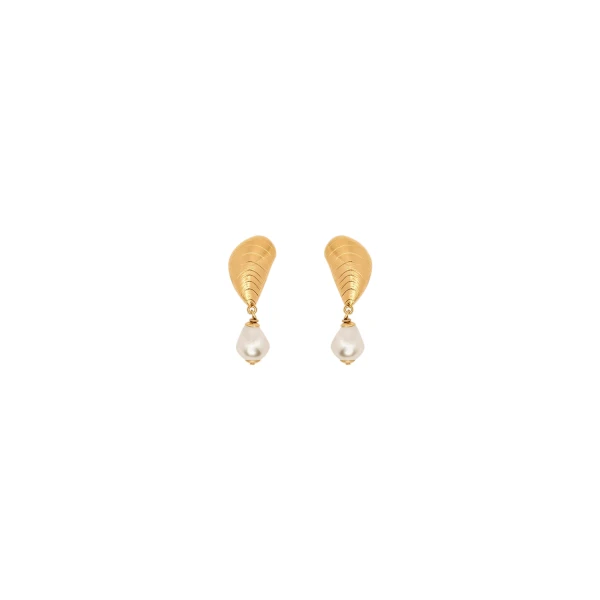 Oscar de la Renta Mussel Pearl Drop Clip-On Earrings
