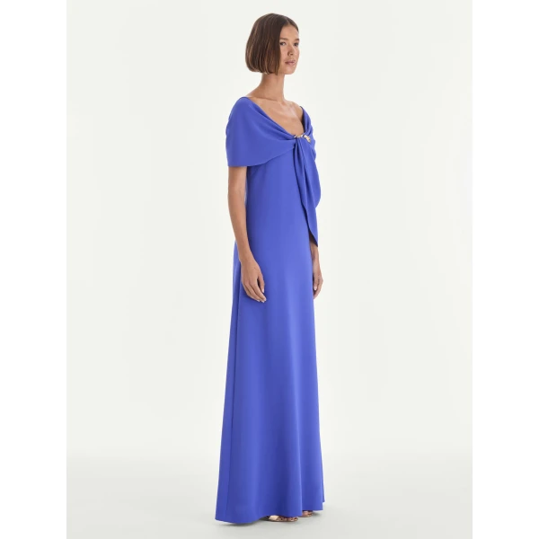 Oscar de la Renta Off Shoulder Draped Detail Georgette Caftan